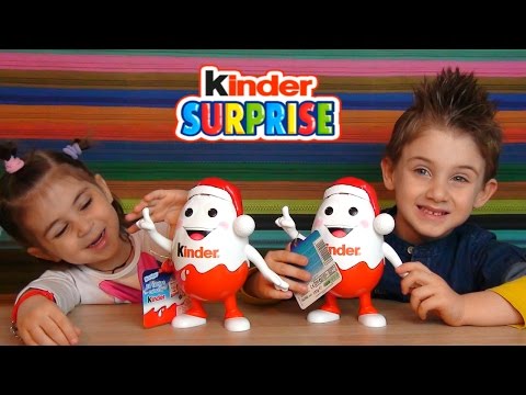 Giant Kinder Surprise კინდერის კვერცხები საახალწლო ვიდეო 2  qinderis kvercxebi qinderis gaxsna